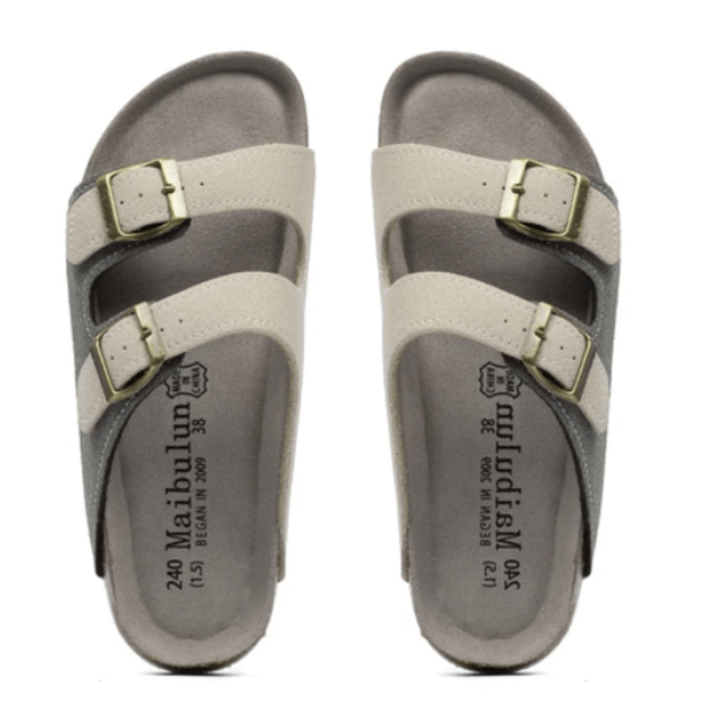 Sandália Birken Camurça, conforto excepcional com design europeu, unindo elegância atemporal e leveza. Perfeita para um estilo sofisticado e moderno.